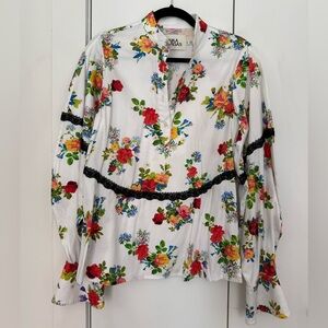 KIKA VARGAS MJ Shirt Blouse in White Garden Cotton Poplin